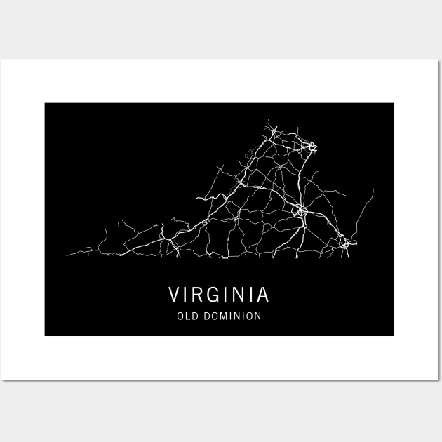 Virginia State Road Map Wall Art by ClarkStreetPress